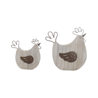 Willow &amp; Silk Set of 2 Rustic 17cm/12.5cm Polka Dot Chook Ornaments 