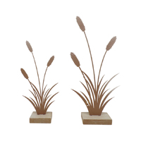 Willow &amp; Silk Rustic Bulrush 30.5cm/23cm Set of 2 Table Ornaments