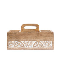 Willow &amp; Silk Handmade 30cm Wooden Carved Storage Caddy/Trinket Box