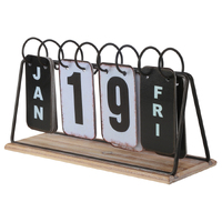 Vintage Style Metal Wooden Table Top Calendar