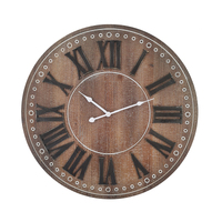 Willow &amp; Silk MDF 60cm Rustic Brown w/ Black Roman Numeral Wall Clock