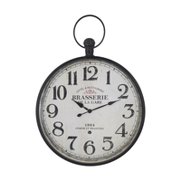 Willow &amp; Silk Metal/Wooden 60cm &#39;Brasserie&#39; Glass-Front FOB Wall Clock