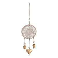 Willow &amp; Silk Hanging 65cm Sunflower &amp; Heart Bell Wind Chime/Wall Art