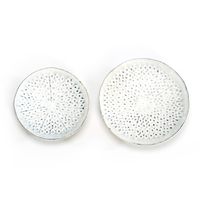 Willow &amp; Silk Nested 15cm/12.5cm Set of 2 White Pressed Candle Plate Bowls 