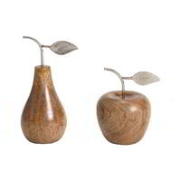 Willow &amp; Silk Wooden Apple &amp; Pear Decor Set of 2