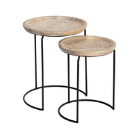 Willow &amp; Silk Nested 61cm/52cm Set of 2 Wooden Mandala Side Table/Stool