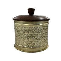 Willow &amp; Silk Handmade 14cm Golden Metal Trinket Box w/ Wooden Lid 