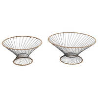 Willow &amp; Silk Nested 36cm/30cm Set of 2 Round Taper Footed Serving Bowl