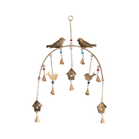 Willow &amp; Silk Handmade 50cm Golden Hanging Arch Bird House/Bells Wind Chime