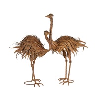 Large Metal Ostrich Garden Statue Set of 2