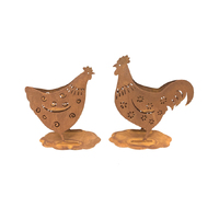 Willow &amp; Silk Rustic Metal 26cm/22cm Set of 2 Chook Garden Pot/Planters 