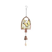 Willow &amp; Silk Hanging 70cm Metal Arch Butterfly &amp; Leaves w/ Bell Chime