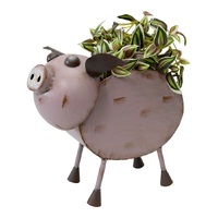 Willow &amp; Silk Metal Pot Garden Glamour Pig Planter