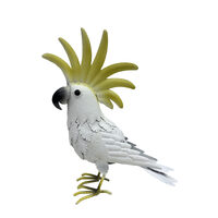 Willow &amp; Silk Metal 34cm White/Yellow Cockatoo Bird Garden Figurine