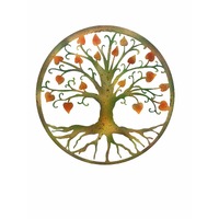 Willow &amp; Silk Metal 60cm Laser Cut Round Tree of Life w/ Roots Wall Art 