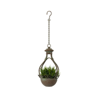 Willow &amp; Silk Metal 57cm Hanging Antique Green Provence Classic Pot/Planter