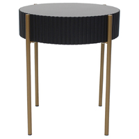 Willow &amp; Silk Round 40cm Black Ribbed Stool/Side/Coffee Table/Furniture