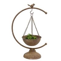 Willow &amp; Silk Hanging 44cm Rustic Metal Garden Wild Bird Feeder Bowl