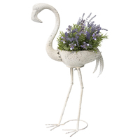 Willow &amp; Silk Metal 84x52cm Standing White Bird Flamingo Garden Pot/Planter