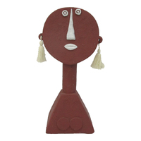 Willow &amp; Silk Handmade Tribal 30cm Terracotta Lady Face Ornament