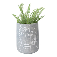 Willow &amp; Silk Line-Face 24cm Grey Cement Flower Pot/Planter