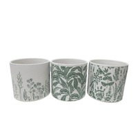 Willow &amp; Silk Terracotta16.5cm Set/3 Tropical Leaf Garden Pot Planters