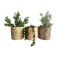 Willow &amp; Silk Terracotta13.5cm Set of 3 Flower Grass Garden Pot Planters