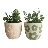 Willow &amp; Silk Set/2 17cm Assorted Pastel Flower Garden Pot Planters