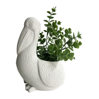 Willow &amp; Silk Cement 24cm White Contemporary Pelican Garden Pot Planter