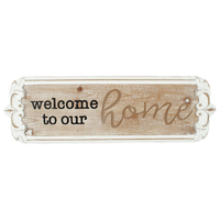 Willow &amp; Silk Wooden 80cm &#39;Welcome to Our Home&#39; Plaque Sign Wall Art