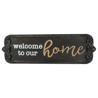 Willow &amp; Silk Wooden 80cm Black &#39;Welcome To Our Home&#39; Plaque Sign Wall Art