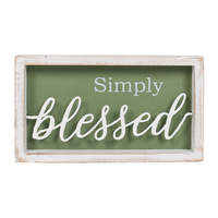 Willow &amp; Silk &#39;Simply Blessed&#39; 3-D Plaque Sign Wall Art in Shadow Box 28cm 