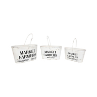 Willow &amp; Silk Nested 41/38/35cm Metal Set of 3 &#39;Market Farmers&#39; Bucket/Pots