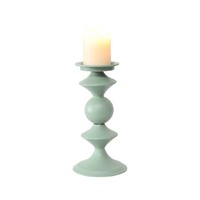 Willow &amp; Silk Metal 27cm Teal Geo Pillar Candle Holder