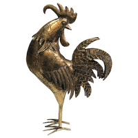 Willow &amp; Silk Metal 58cm Golden Proud Garden Rooster/Animal Facing Back 