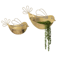 Willow &amp; Silk Metal 48cm/42cm Set of 2 Bird Garden Pot/Planters