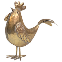 Willow &amp; Silk Metal 35cm Golden Proud Rooster/Chook Garden Figurine/Statue 