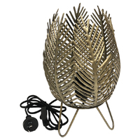 Willow &amp; Silk Metal 31cm Golden Leaf Bedside Table Lamp