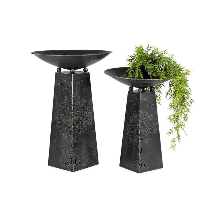 Willow &amp; Silk Set of 2 Nested Lasercut Tree &amp; Birds Design Planters