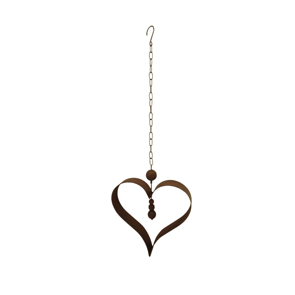 Willow &amp; Silk Hanging Serenity Heart - Rust