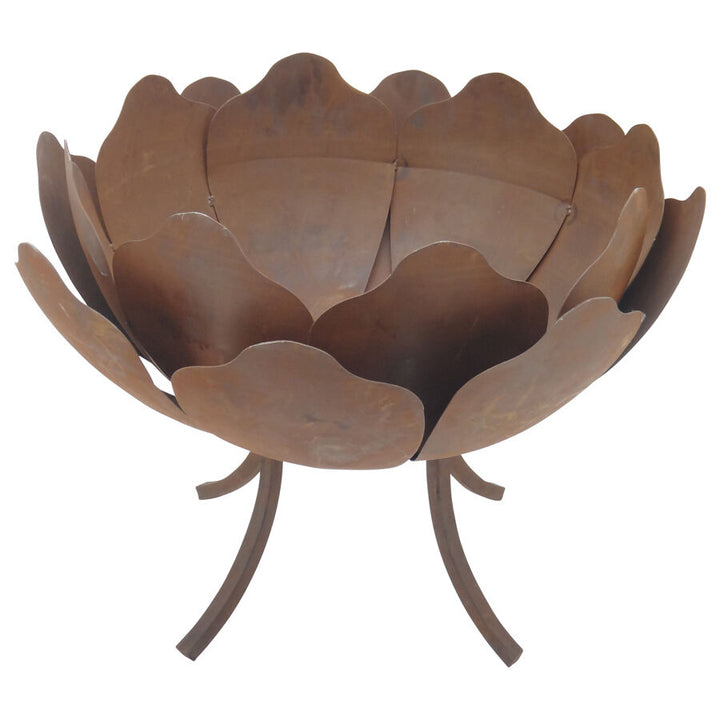 Willow &amp; Silk Metal Rustic Lotus Flower Firebowl Garden/Outdoor 60cm