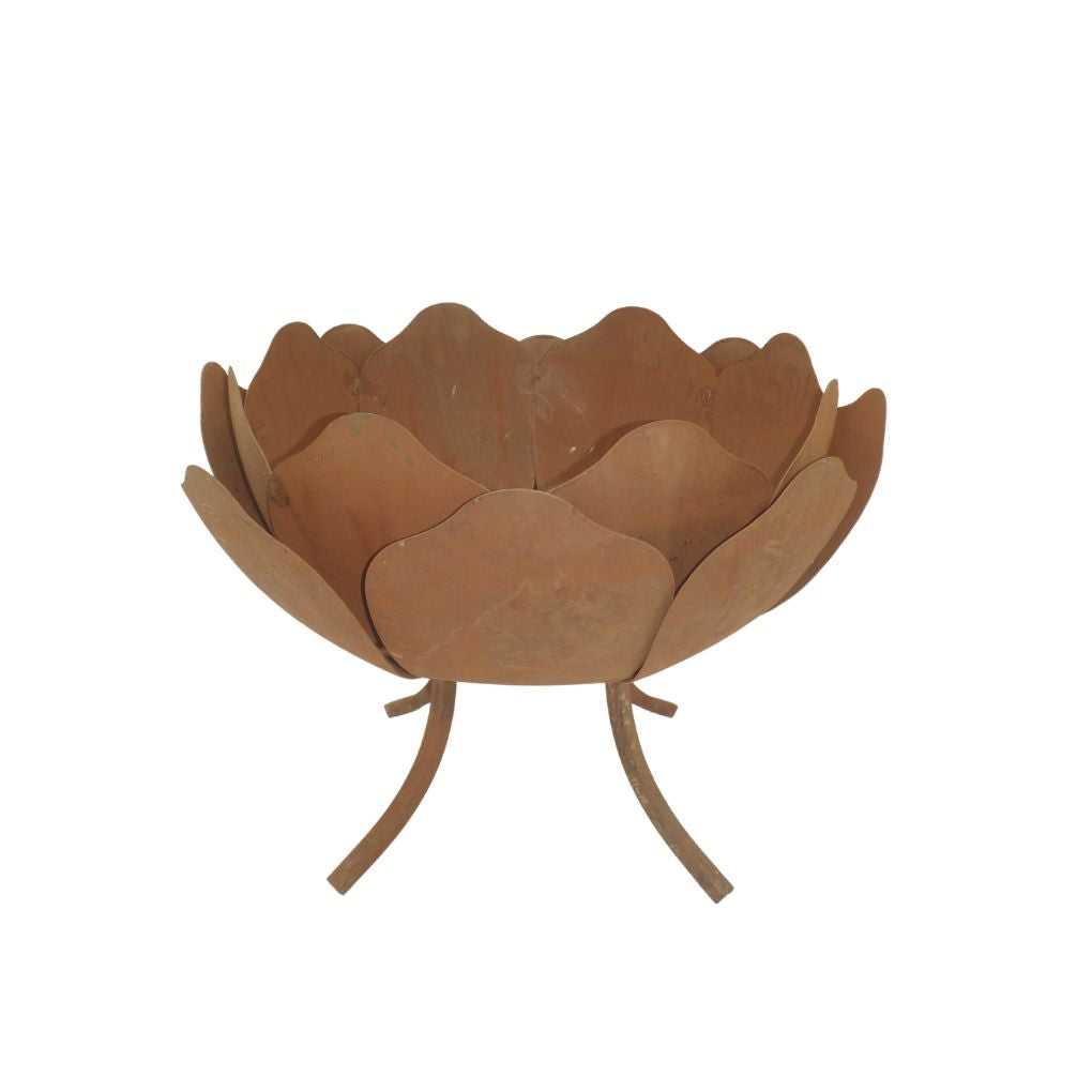 Willow &amp; Silk Metal Rustic Lotus Flower Firebowl Garden/Outdoor 60cm