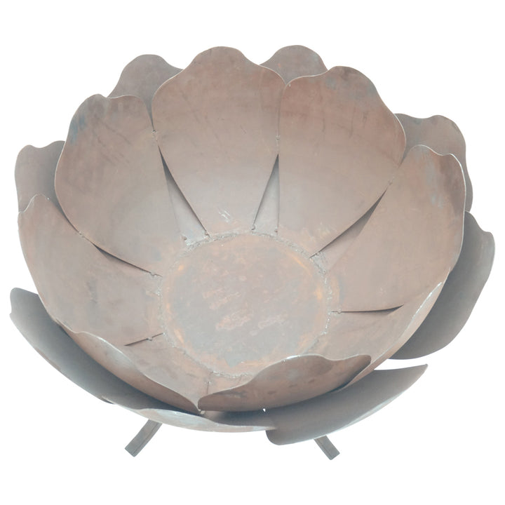 Willow &amp; Silk Metal Rustic Lotus Flower Firebowl Garden/Outdoor 60cm