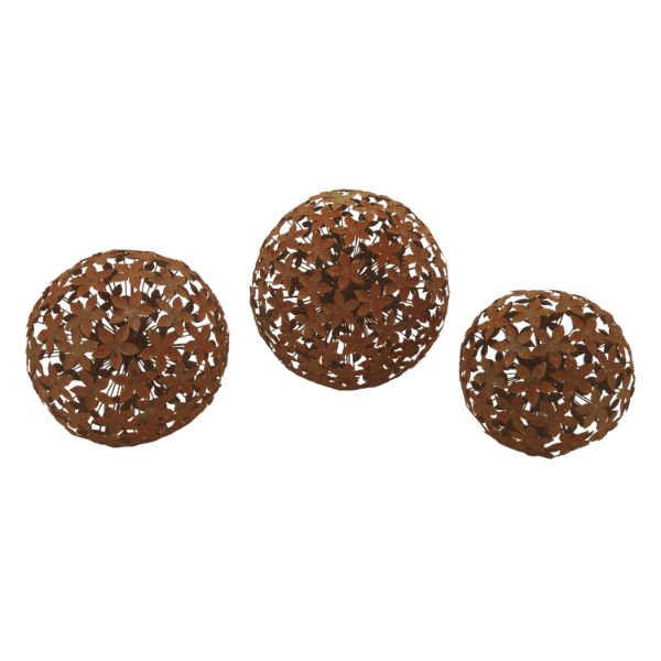 Willow &amp; Silk Sml Rust Foral spere Garden Décor 28cm