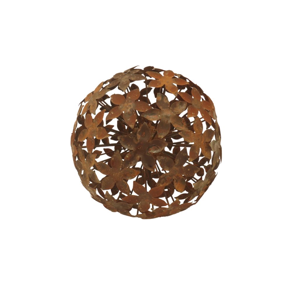 Willow &amp; Silk Small Rust Foral Sphere Garden Decor 28cm