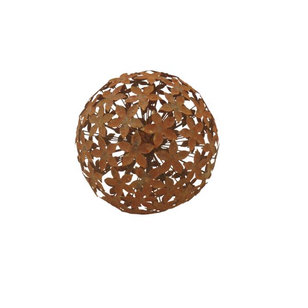 Willow &amp; Silk Sml Rust Foral spere Garden Décor 28cm