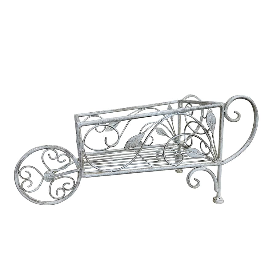Willow &amp; Silk Decorative Flower Box Metal Triangular 33cm Home/Patio Off-White