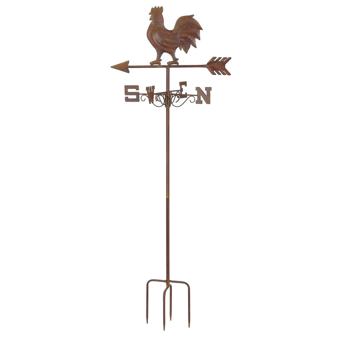 Willow &amp; Silk Metal Rustic Garden Weather Vane Arrow Stake w/Rooster 125cm