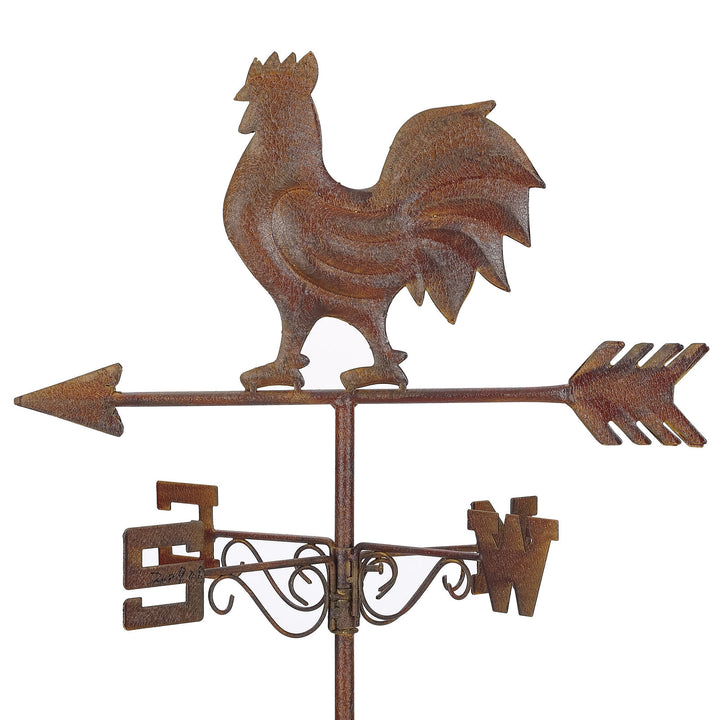 Willow &amp; Silk Metal Rustic Garden Weather Vane Arrow Stake w/Rooster 125cm
