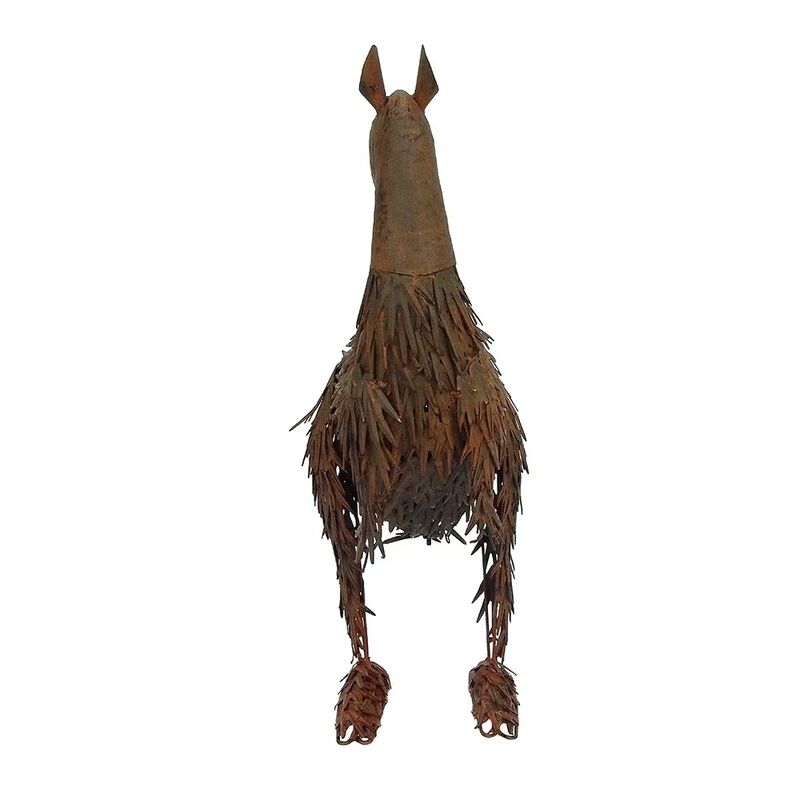 Willow &amp; Silk Metal 58.5cm Rusty Kangaroo Looking Back Garden Statue